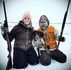 Nathan and his girlfriend Savanah with Atlas doing some winter hunting